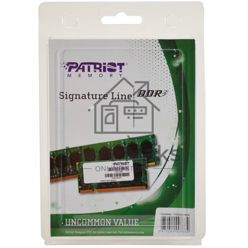 Оперативная память Patriot, DDR3, 4GB (1x4 GB), 1600 MHz, CL11, SO-DIMM