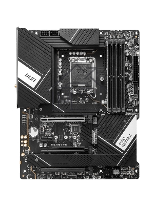 Материнская плата MSI PRO Z790-A WIFI, LGA1700, Intel Z790, 4xDDR5, 6xSATA, 4xM.2, 1xPCIe 5.0 x16, 1xPCIe 4.0 x4, 1xPCIe 3.0 x1, 1xDP, 1xHDMI, 1x2.5Gb LAN, Wi-Fi 6E, Bluetooth 5.3, 1xUSB-C 20Gbps, 3xUSB-A 10Gbps, 2xUSB-A 5Gbps, 2xUSB-A 2.0, 5x3.5 мм, 7.1,