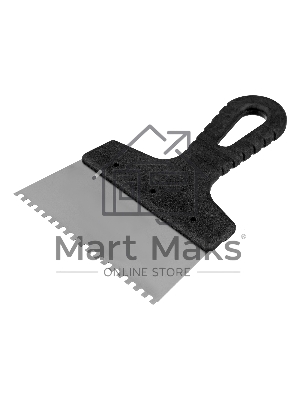 Шпатель из нержавеющей стали Сибртех 150 мм, зуб 4х4 мм, пластмассовая ручка 85455