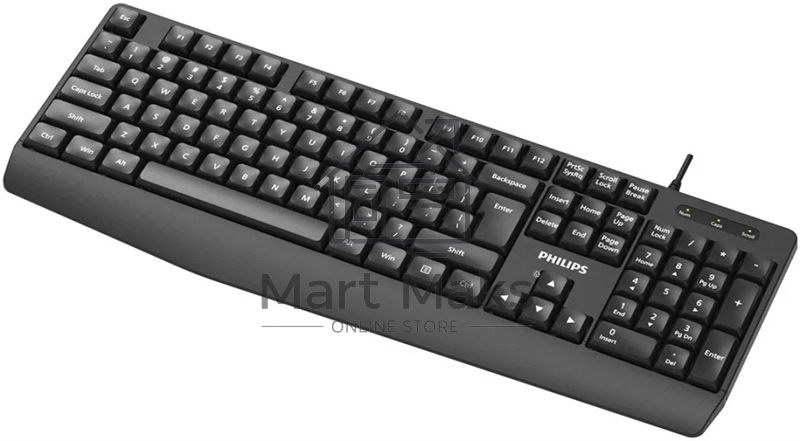 Проводная Клавиатура Philips SPK6237, USB 2.0 104 клав, высокие кн., русская заводская раскладка, черный