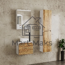 Комплект для ванной, 4 предмета (Тумба Bau Dream Blackwood 50, раковина BAU Mini 24х24, смеситель для раковины высокий Hotel Black, черный, выпуск клик клак, черный)