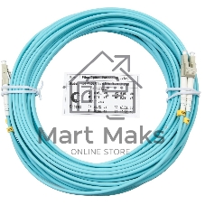 Патч-корд оптический Cabeus Tight Buffer FOP-50-LC-LC-20m Duplex LC/LC, OM3 50/125, LSZH, 20м, Ø 3мм, серый хвостовик, цвет: аква