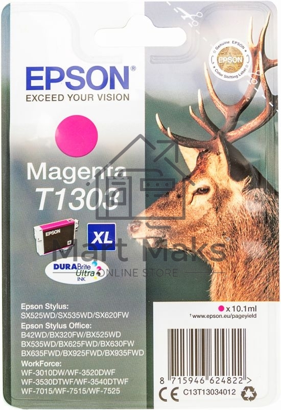 Картридж струйный Epson C13T13034012 пурпурный для Epson SX525WD/SX535WD/B42WD/BX320FW/BX625FWD/BX63