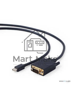Кабель Cablexpert mDP-VGA, 20M/15M, 1.8м, черный, позол.разъемы, пакет (CC-mDPM-VGAM-6)