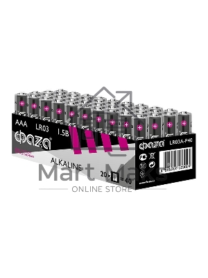 Элемент питания щелочной LR03 Alkaline Pack-40 (уп.40шт) ФАZА 5023024, 1.5 В