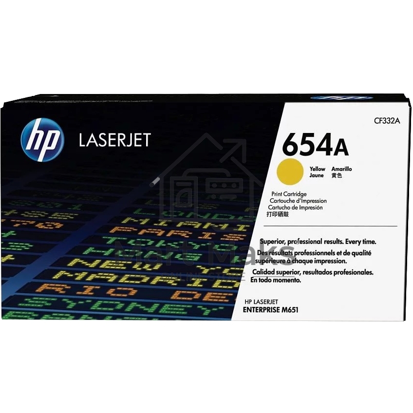 Тонер Картридж HP 654A CF332A желтый для HP CLJ Ent M651n/M651dn/M651xh/M680dn/M680f (15000стр.)