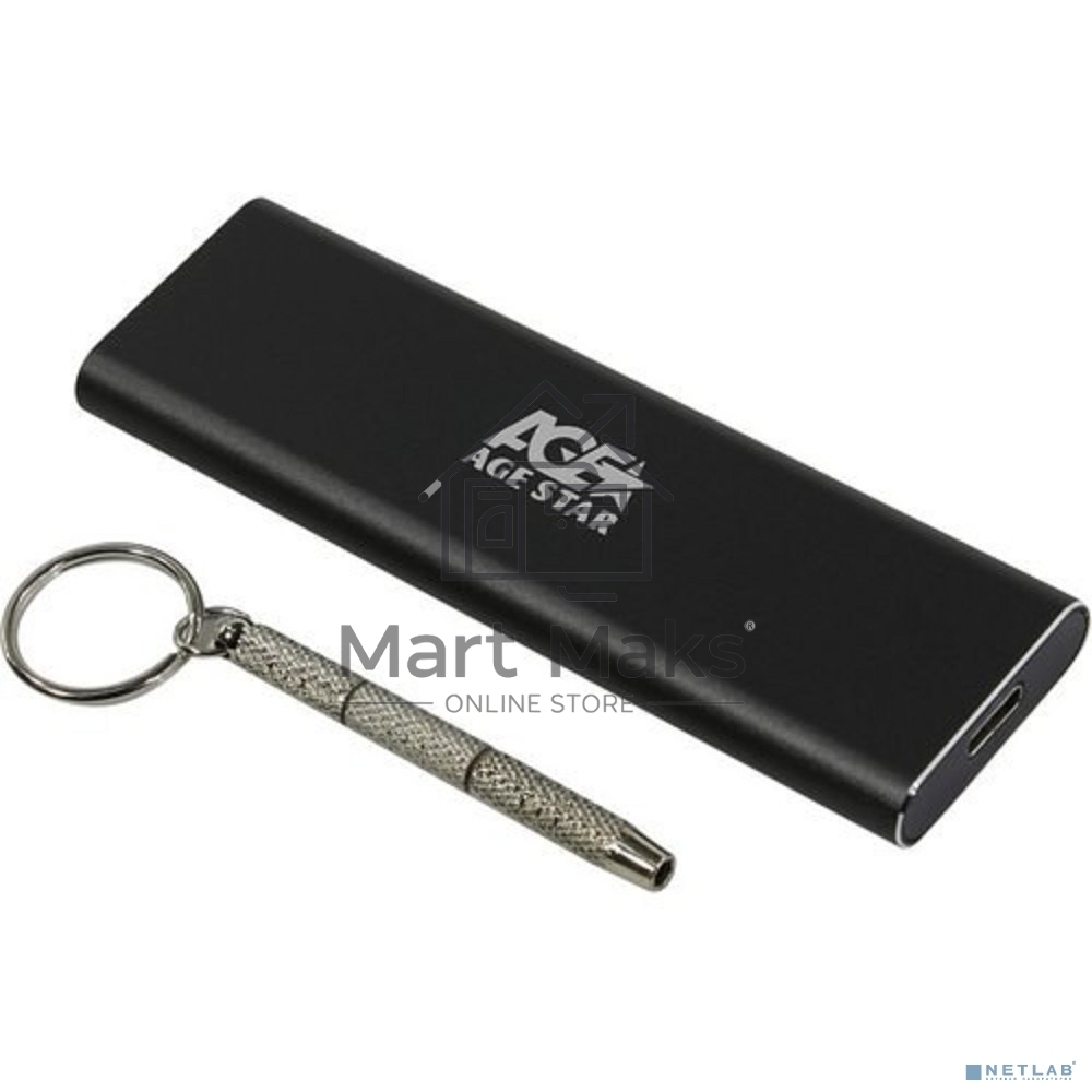 USB 3.1 Type-C  Внешний корпус M.2 NVME (M-key)  AgeStar 31UBNV1C (GRAY), алюминий, черный