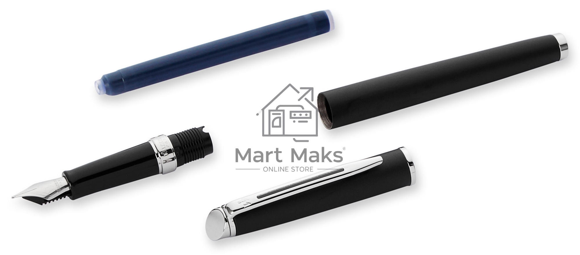 Ручка перьевая Waterman Hemisphere (CWS0920810) Matte Black CT F сталь нержавеющая, подарочная коробка