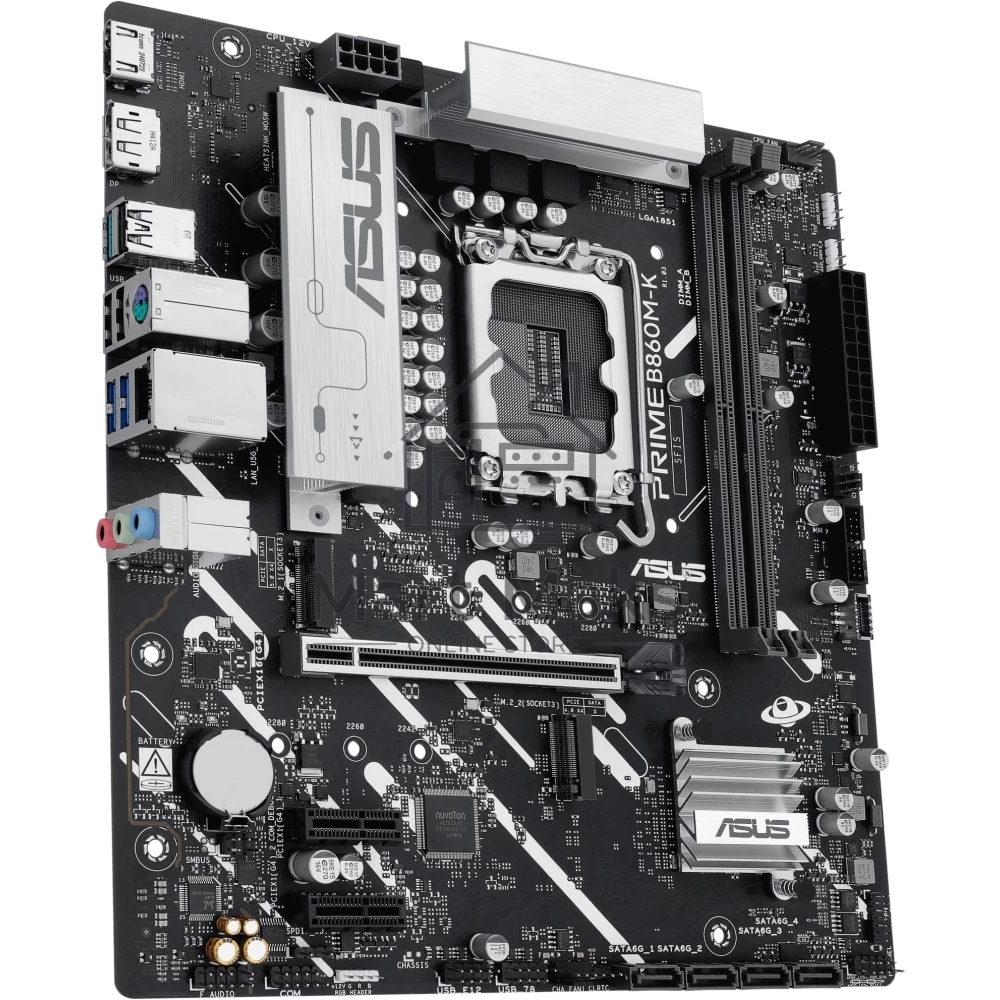 Материнская плата ASUS PRIME B860M-K, LGA 1851, Intel B860, 2xDDR5, 4xSATA, 2xM.2, 1xPCIe 4.0 x16, 2xPCIe 4.0 x1, 1xHDMI, 1xDP, 1x 2.5Gb LAN, 1xUSB-A 10Gbps, 3xUSB-A 5Gbps, 3xUSB-A 2.0, 3x3.5 мм, 7.1, mATX