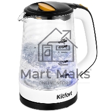 Чайник электрический Kitfort КТ-6634 1.7л. 2200Вт белый/черный корпус: стекло/пластик