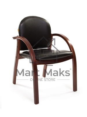 Конференц-стул Chairman 659 черный матовый (искусственная кожа/темный орех)