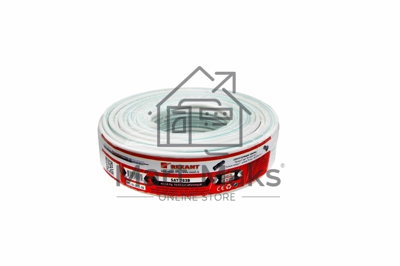 Кабель SAT 703B+Cu/Al/Cu, (75%), 75 Ом, 50м., белый 01-2431-50 Rexant