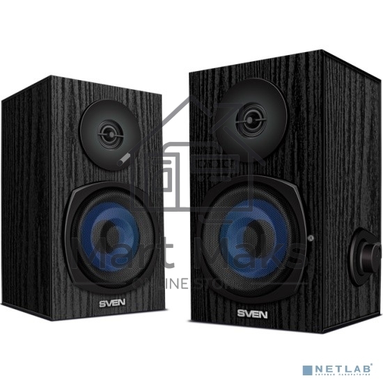 Колонки 2.0 SVEN SPS-576 чёрные (2x4W, Bluetooth, дерево)