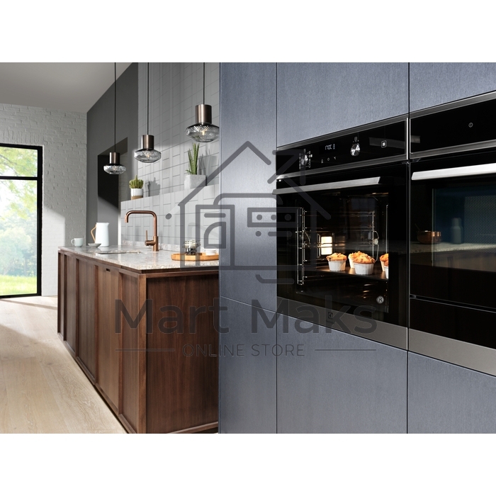 Электрический духовой шкаф Electrolux с конвекцией, приготовление на пару,объем 72 л, утапливаемые переключатели, 10 режимов, автопрограммы, очистка пиролитическая, 3 стекла в дверце, направляющие проволочные + телескопические (1 уровень), термощуп