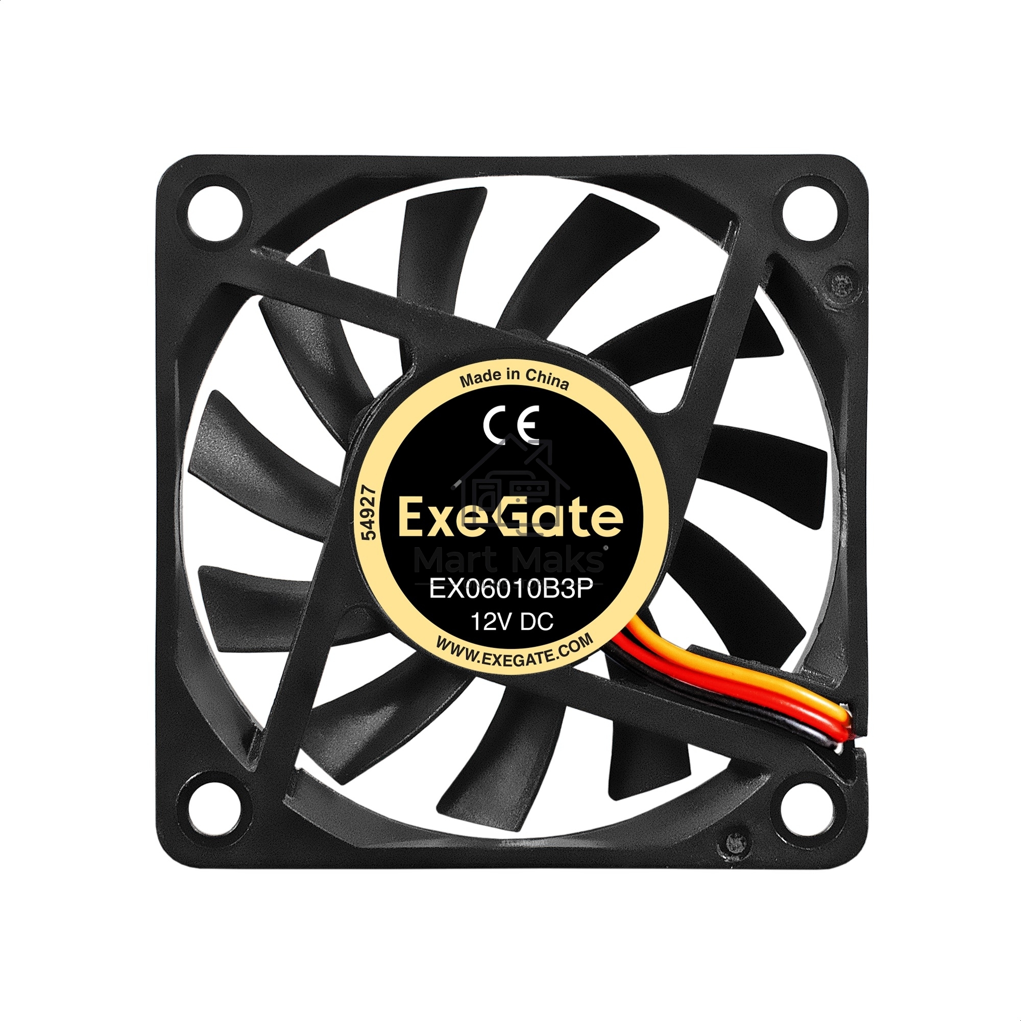 Вентилятор для корпуса ExeGate EX06010B3P черный, 60 мм, 2000 об/мин, 16 дБ, 3 pin