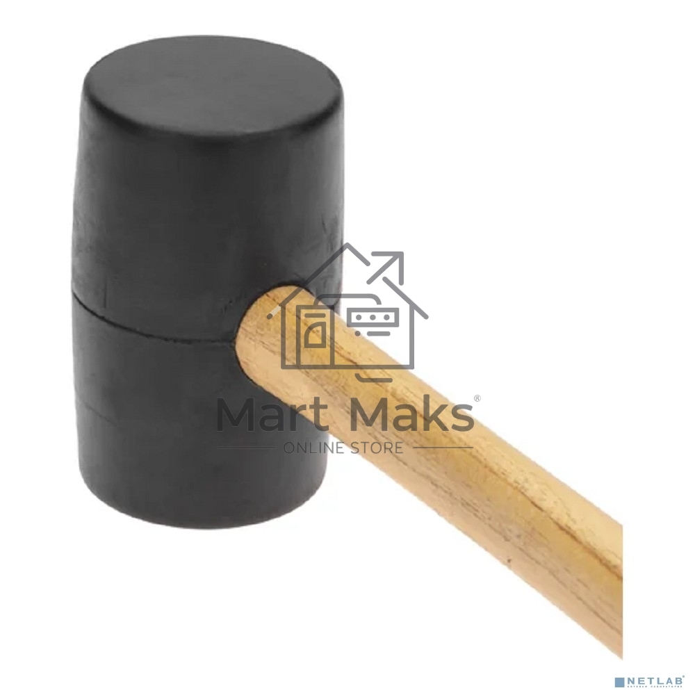 Киянка резиновая KRANZ 680 г, черная резина, деревянная рукоятка