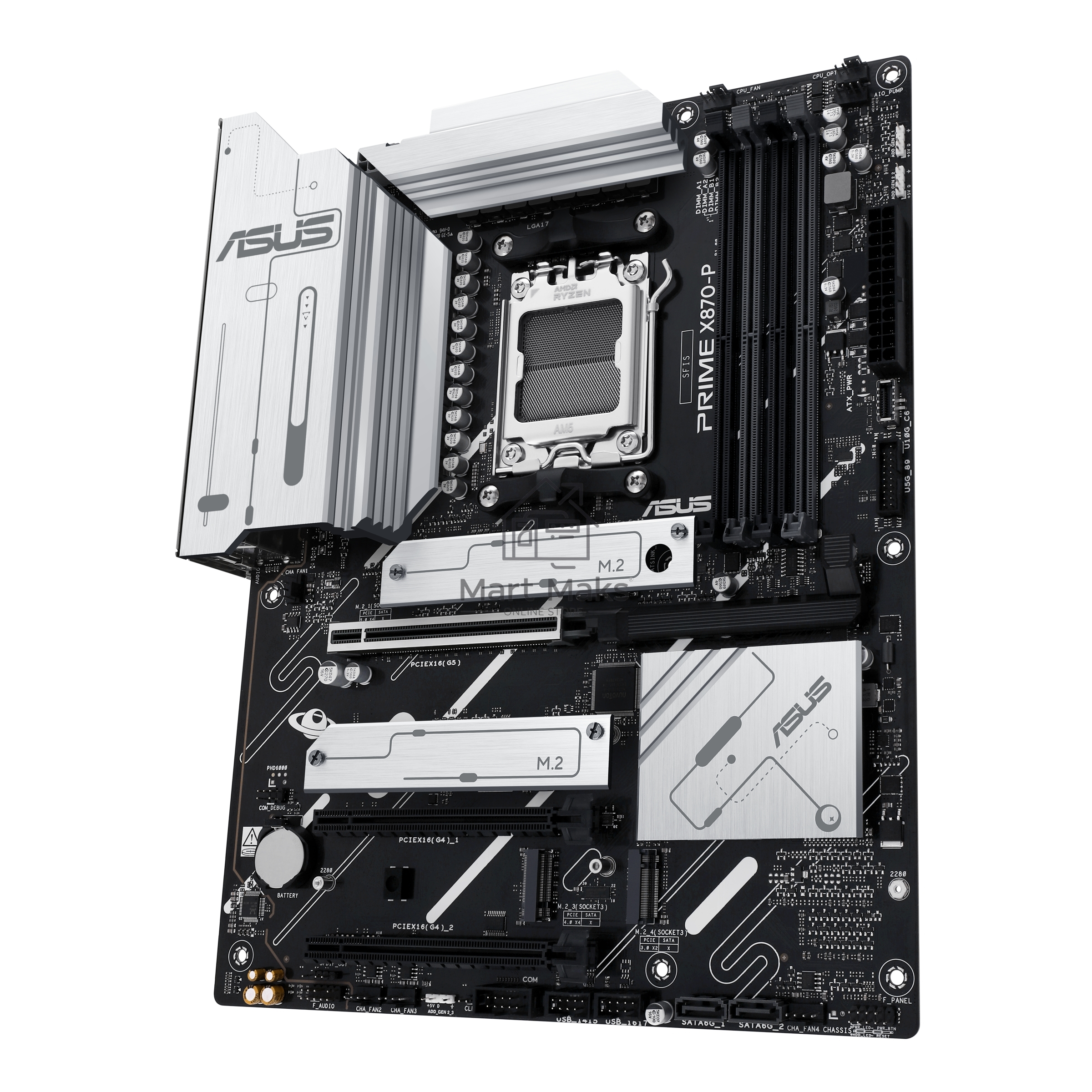 Материнская плата ASUS PRIME X870-P, AM5, AMD X870, 4xDDR5, 2xSATA, 4xM.2, 1xPCI-E 5.0 x16, 1xPCI-E 4.0 x16, 1xPCI-E x1, 1xHDMI, 2xUSB Type-C, 1x2.5Gb LAN, 4xUSB-A 3.2 Gen 1, 1xUSB 3.2 Gen 2, 3x3.5 мм, 7.1, ATX