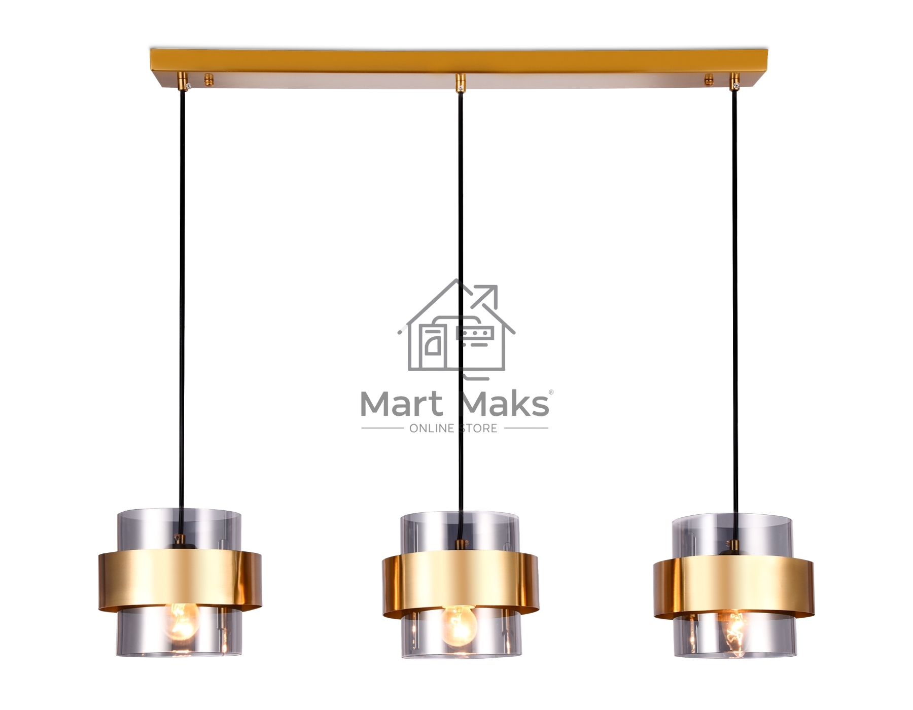 Светильник Ambrella light TR3652/3 GD/SM золото/дымчатый E27/3 max 40W 820*180*700