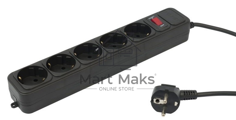 Сетевой фильтр PC Pet AP01006-3-BK 3м (5 розеток) черный