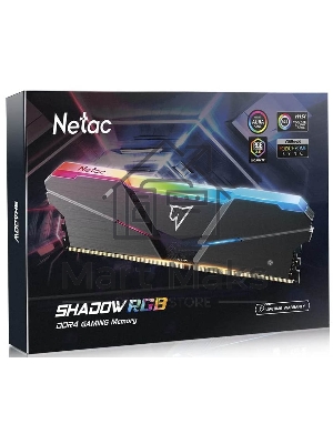 Оперативная память NETAC Shadow, DDR4, 16Gb (1x16Gb), 3200MHz, CL16, DIMM, с радиатором, RGB, серый