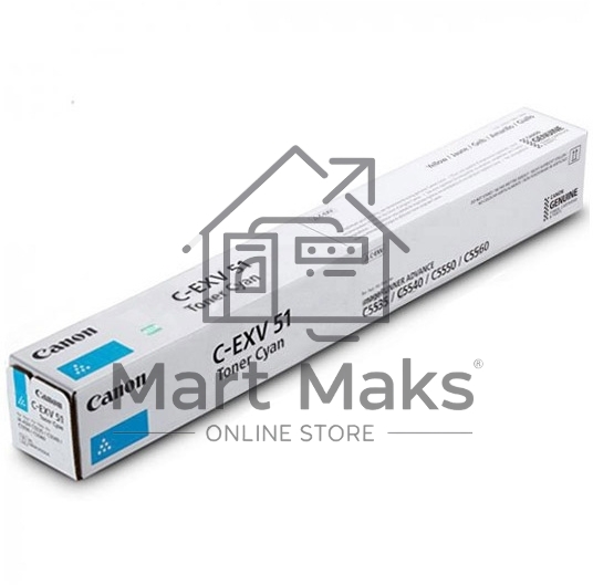 Тонер Canon C-EXV51C 0482С002 голубой туба для копира iR-ADV C5535/5535i/5540i/5550i/5560ii MFP