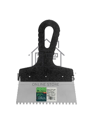 Шпатель из нержавеющей стали Сибртех 150 мм, зуб 4х4 мм, пластмассовая ручка 85455