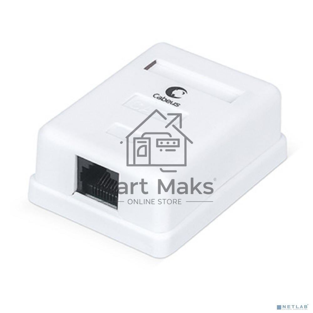 Розетка в сборе Cabeus, 1x RJ45(8P8C), кат. 6, неэкр., внешняя, белый, (WS-8P8C-Cat.6-1)