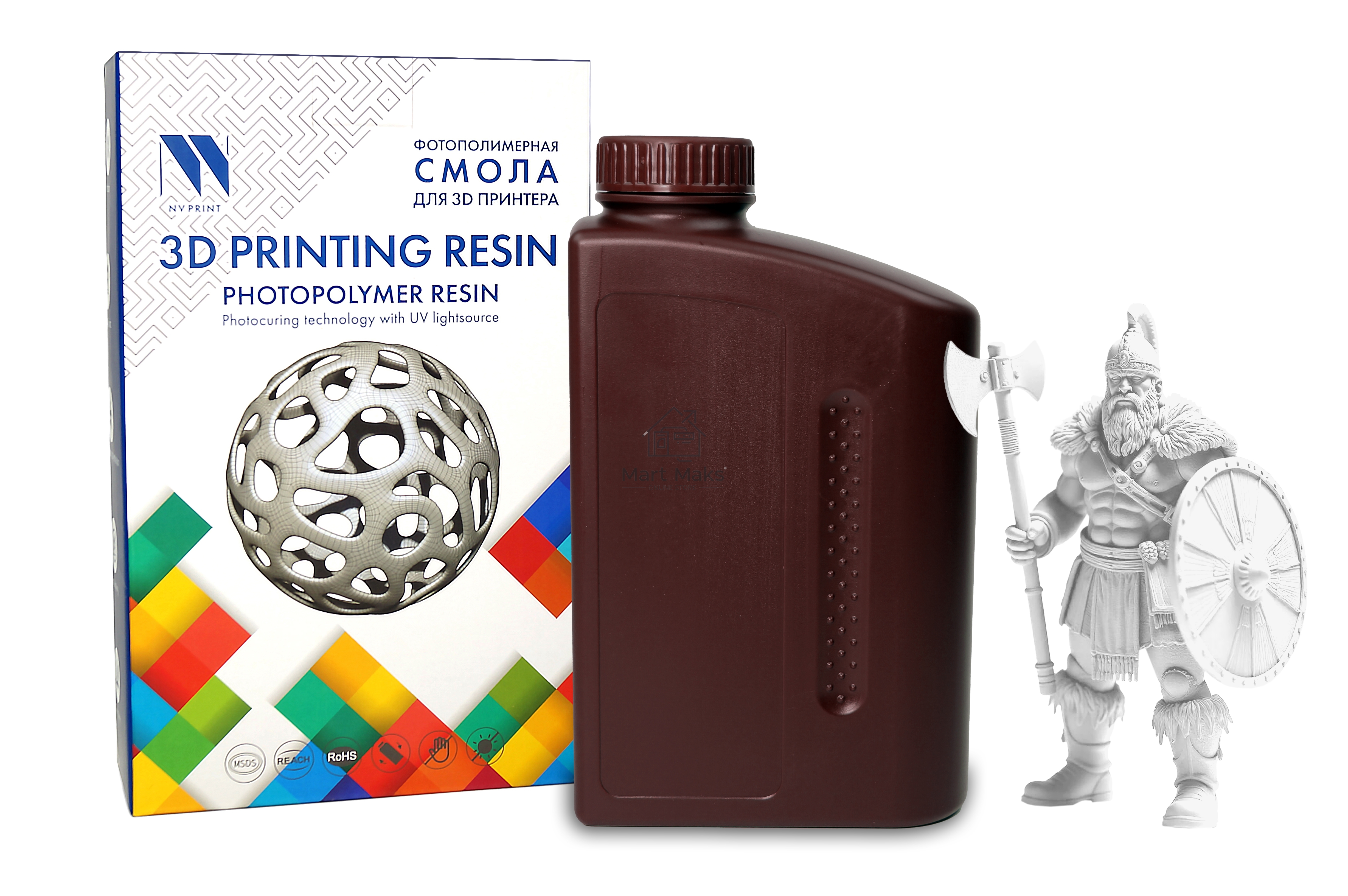 Фотополимерная смола NVPRINT Standard Resin White для 3D печати; 1 кг/бут