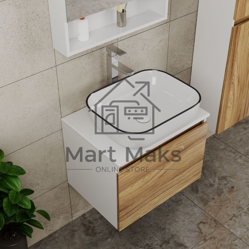 Комплект для ванной, 4 предмета (тумба Bau Dream 60 + раковина BAU 50х40, белая + смеситель Hotel Still, выпуск клик-клак, белый)