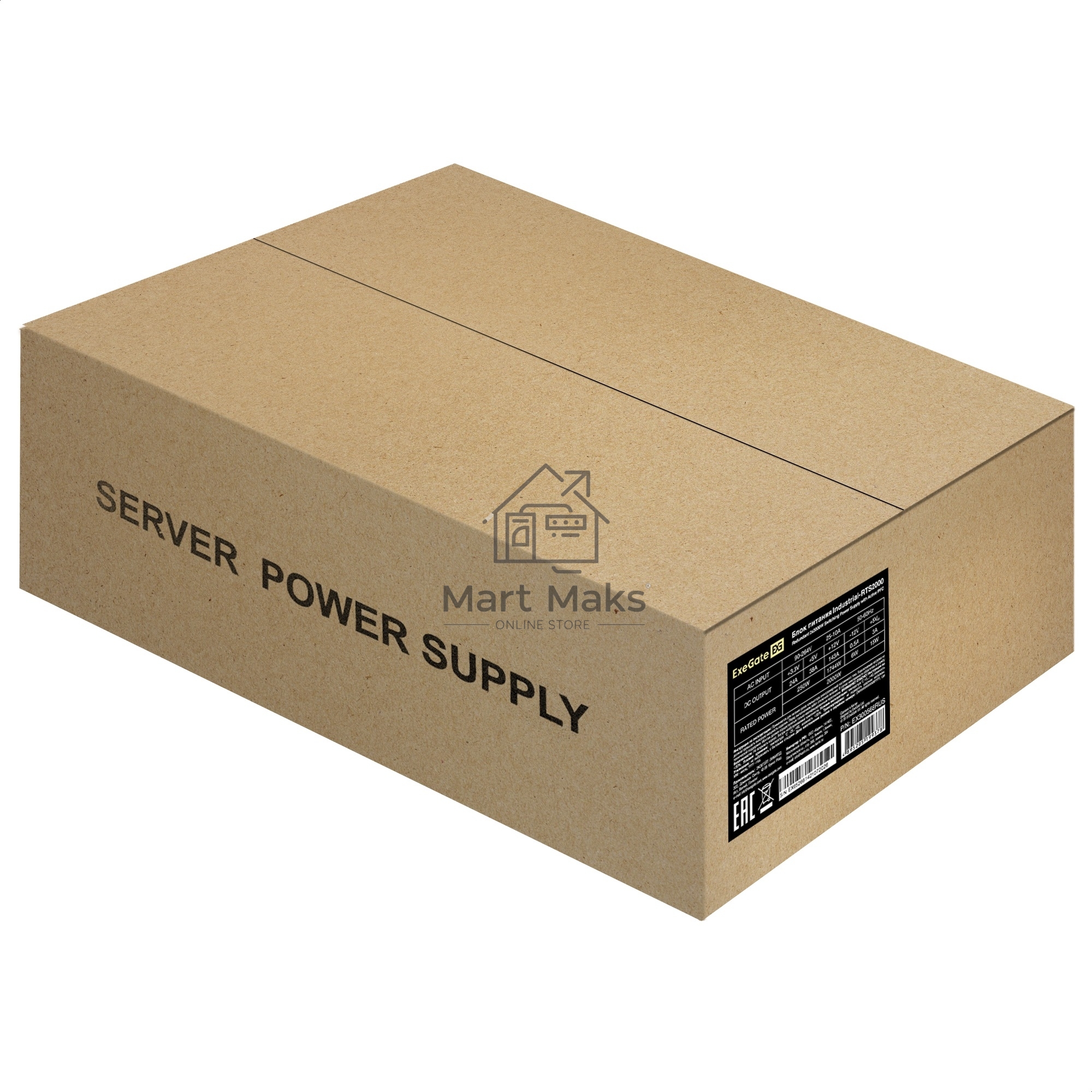 Серверный блок питания с резервированием 2U Redundant 2x2000W ExeGate Industrial-RTS2000 (CRPS, size 77x84x265mm, APFC+Half bridge (LLC)+DC-DC, КПД 94% (80 PLUS Platinum), 4 cm fan, 24pin, 2x(4+4)pin, 2PCIe, 2SATA, 6IDE, RTL)