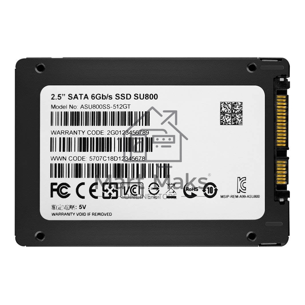 Накопитель SSD ADATA SU800, 512Gb, SATA III, 2.5