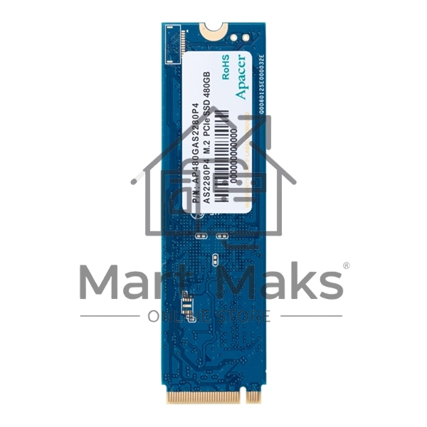 Накопитель SSD Apacer AS2280P4, 256Gb, M.2 2280, PCIe 3.0 x4, NVMe, R/W 2100/1300