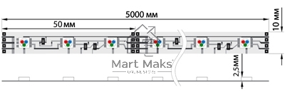 Лента LED силикон, 10 мм, IP65, SMD 5050, 60 LED/m, 12 V, цвет свечения RGB