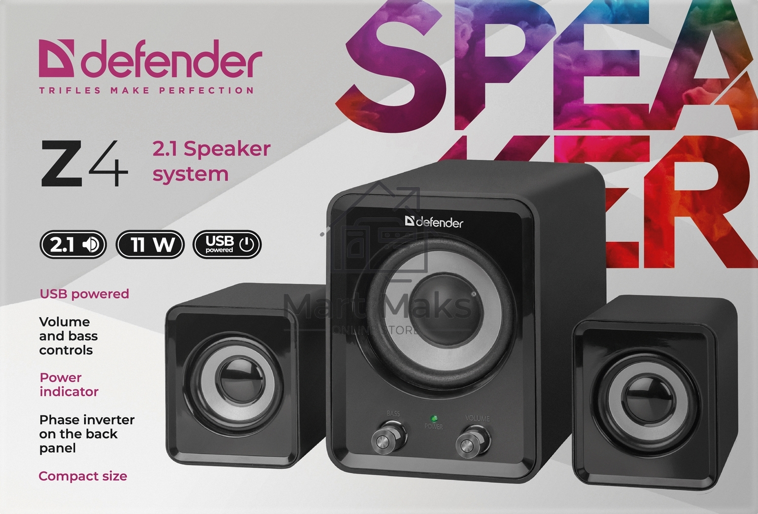 Колонки Defender Z4 2.1,11 вт., Питание от USB