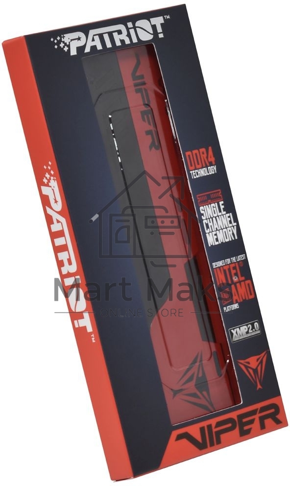 Оперативная память Patriot Viper Elite II, DDR4, 32GB (1x32 GB), 3200 MHz, CL18, DIMM, радиатор, красный, черный