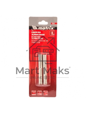 Сверло алмазное Matrix по керамограниту, 8 х 67 мм, 3-гранный хвостовик 2 шт.