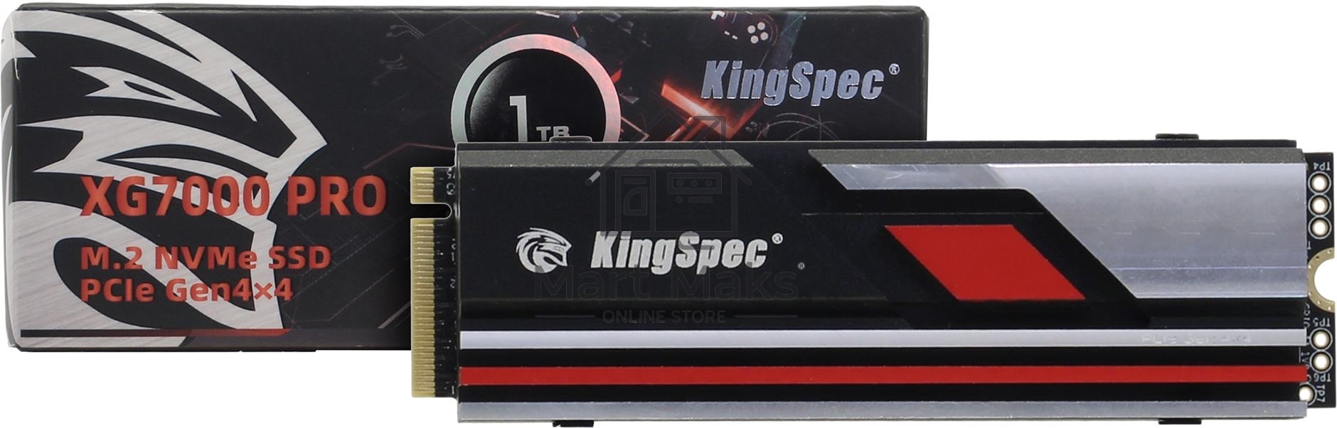 Накопитель SSD KingSpec XG7000 XG7000-1TB PRO, 1024GB, PCIe 4.0 x4, M.2 2280, NVMe, R/W 7400/6600, с радиатором