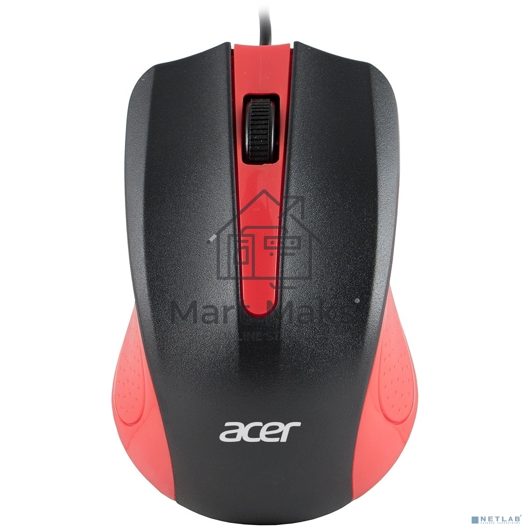 Мышь проводная Acer OMW012 черный/красный, 1200 dpi, USB, кнопки - 3