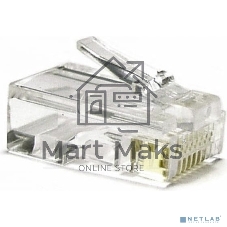 Коннектор Hyperline, RJ45(8p8c), кат. 6, неэкр., для одножильного и многожильного кабеля, 100 шт, прозрачный