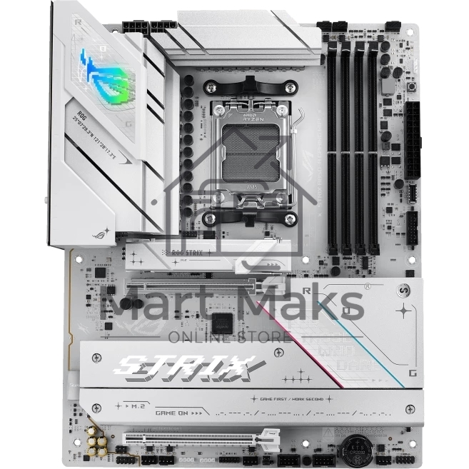 Материнская плата ASUS ROG STRIX B850-A GAMING WIFI, AM5, AMD B850, 4xDDR5, 2xSATA, 4xM.2, 1xPCIe 5.0 x16, 1xPCIe 4.0 x16, 1xPCIe x4, 1xDP, 1xHDMI, 1x2.5Gb LAN, 1xUSB-C 20Gbps, 1xUSB-C 10Gbps, 2xUSB-A 10Gbps, 4xUSB 5Gbps, 2xUSB-A 2.0, 3x3.5 мм, 7.1, ATX