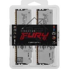Оперативная память Kingston Fury Beast, DDR5, 32Gb (2x16 Gb), 6400 MHz, CL32, радиатор, RGB, белый