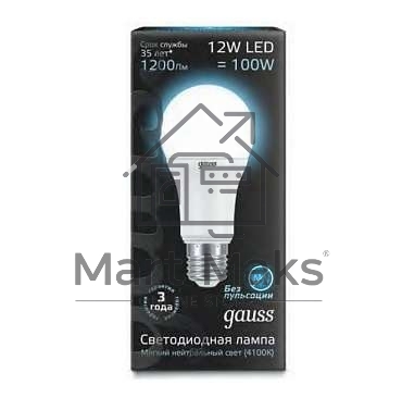 Лампа светодиодная GAUSS LD102502212LED A60 globe 12W E27 4100K