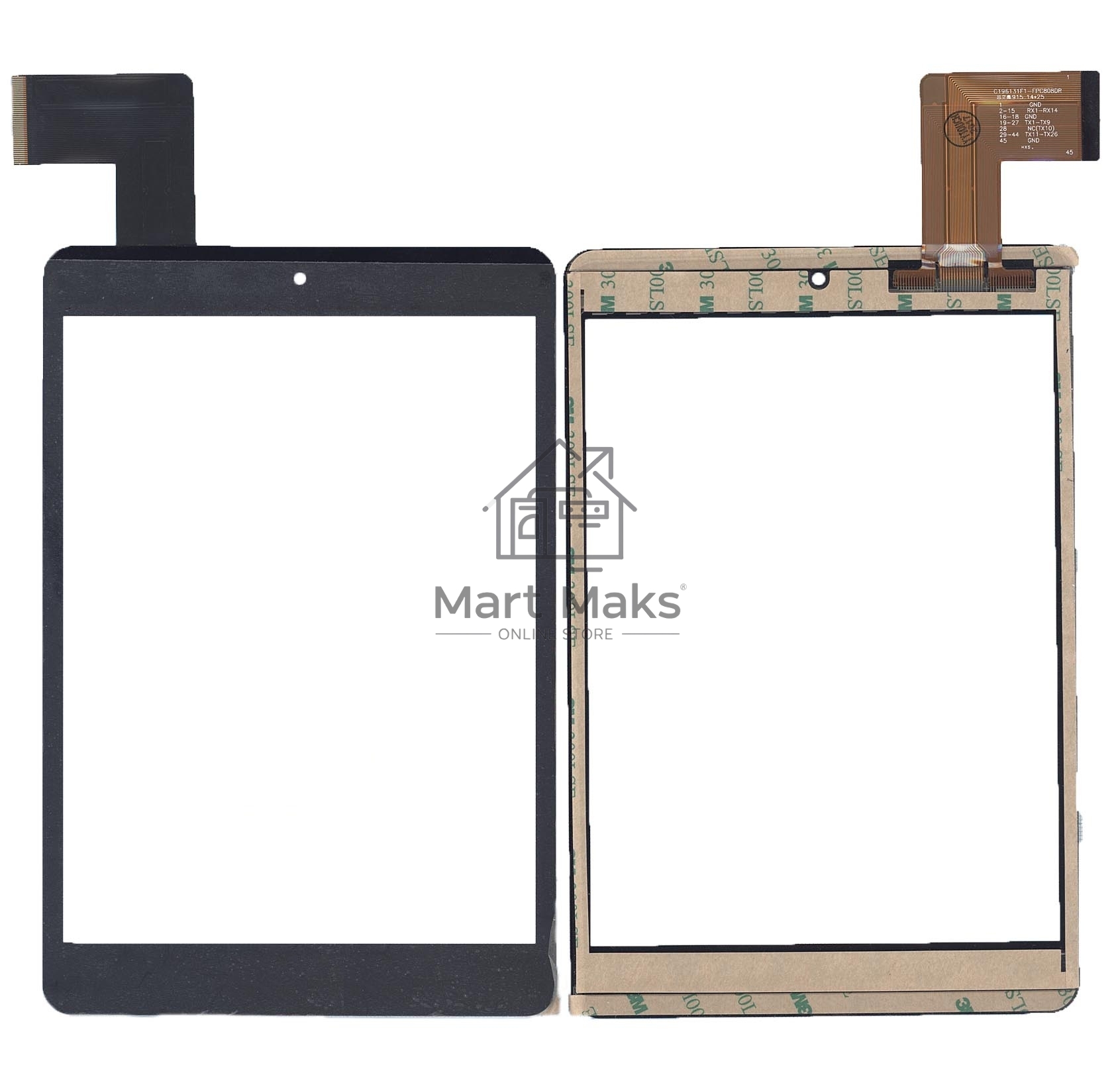 Сенсорное стекло (тачскрин) C196131F1-FPC808DR. черное