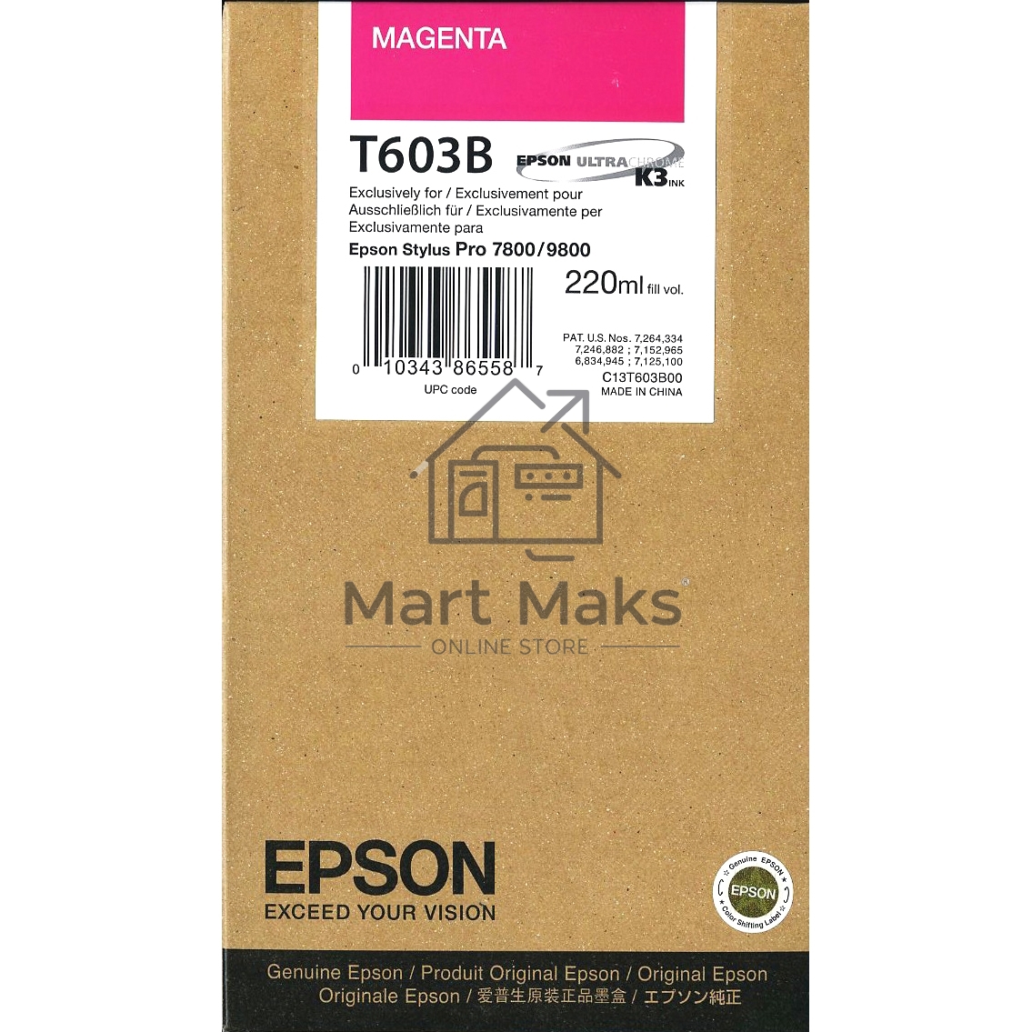 Картридж струйный Epson C13T603B00 пурпурный (220 мл) для Epson St Pro 7800/9800