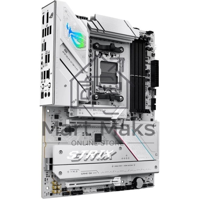 Материнская плата ASUS ROG STRIX B850-A GAMING WIFI, AM5, AMD B850, 4xDDR5, 2xSATA, 4xM.2, 1xPCIe 5.0 x16, 1xPCIe 4.0 x16, 1xPCIe x4, 1xDP, 1xHDMI, 1x2.5Gb LAN, 1xUSB-C 20Gbps, 1xUSB-C 10Gbps, 2xUSB-A 10Gbps, 4xUSB 5Gbps, 2xUSB-A 2.0, 3x3.5 мм, 7.1, ATX
