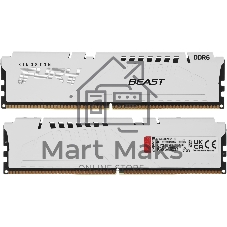 Оперативная память Kingston Fury Beast, DDR5, 32Gb (2x16Gb), 6000MHz, CL30, DIMM, с радиаторами, белый