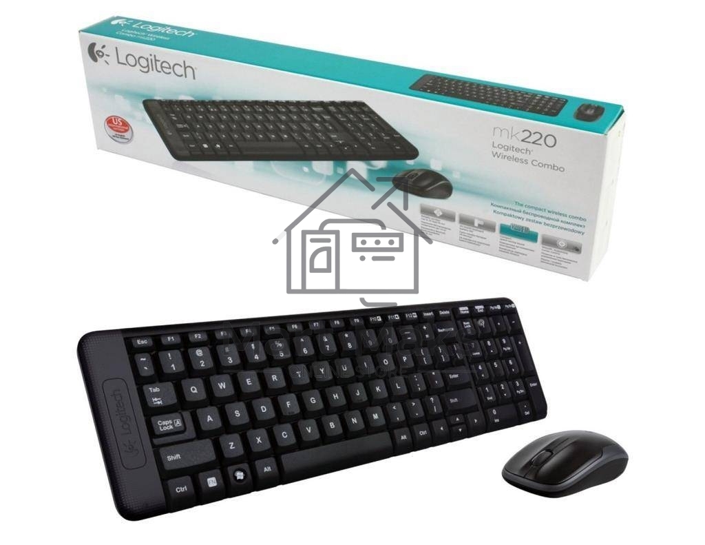 Клавиатура + мышь Logitech MK220 клав:черный мышь:черный USB беспроводная
