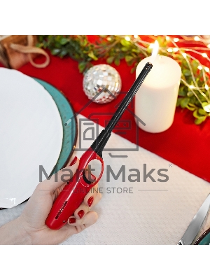 Бытовая газовая пьезозажигалка с классическим пламенем, многоразовая (1 шт.) красная СК-302L Сокол