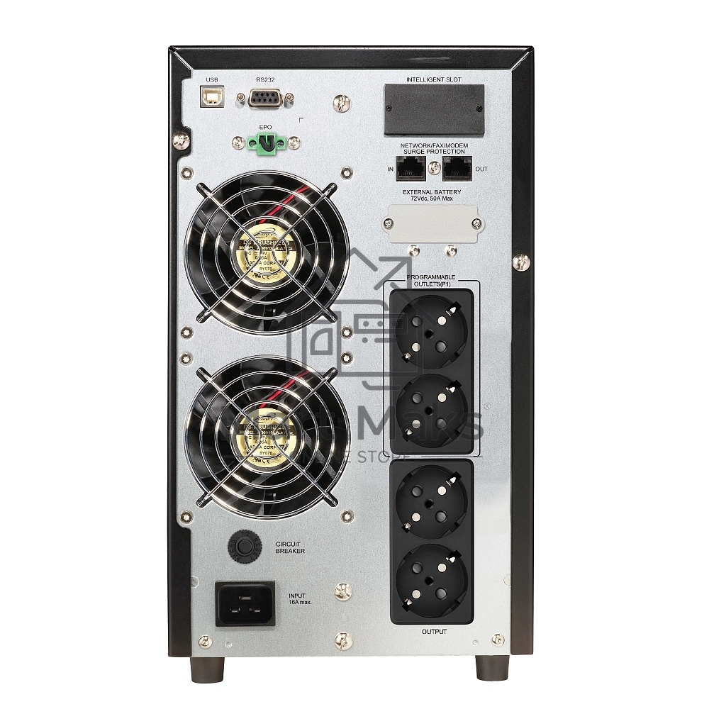 Источник бесперебойного питания CROWN On-Line CMUOA-350-3K EURO 3000VA/2700W, корпус металл, TOWER, АКБ 6*12V/9AH, PF-0.9, AVR 110-300V, порт RJ-11/45+USB/RS-232, EPO, розетки 4*EURO, входной кабель 2 м, вентилятор охлаждения, автомат, слот для SNMP, порт