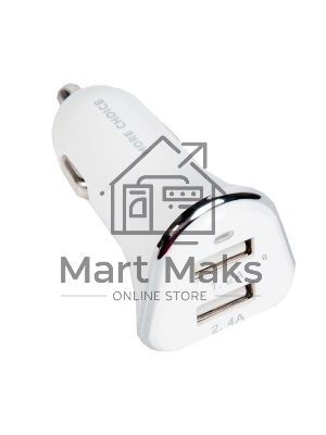 Автомобильная зарядка (от прикуривателя) 2USB 2.4A для Apple 8-pin More choice AC22i, белый
